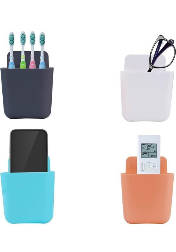 Krifton 4 Pcs Wall Mounted Mobile Charging Stand, Storage Box Remote Storage Organizer(Multicolor)